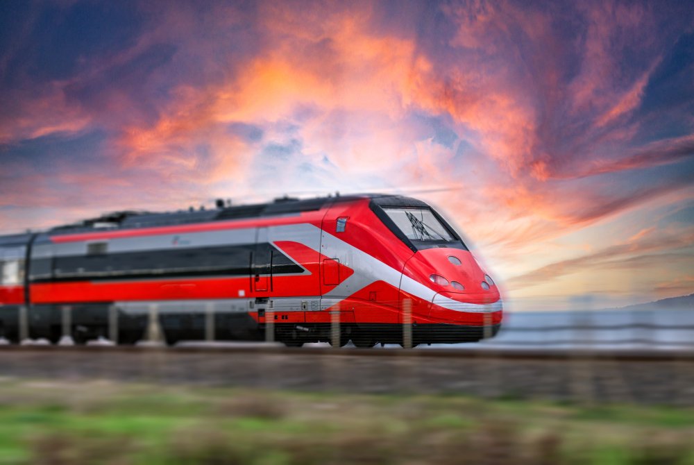 Freccia Rossa - Treno Italia - rijdend over spoor