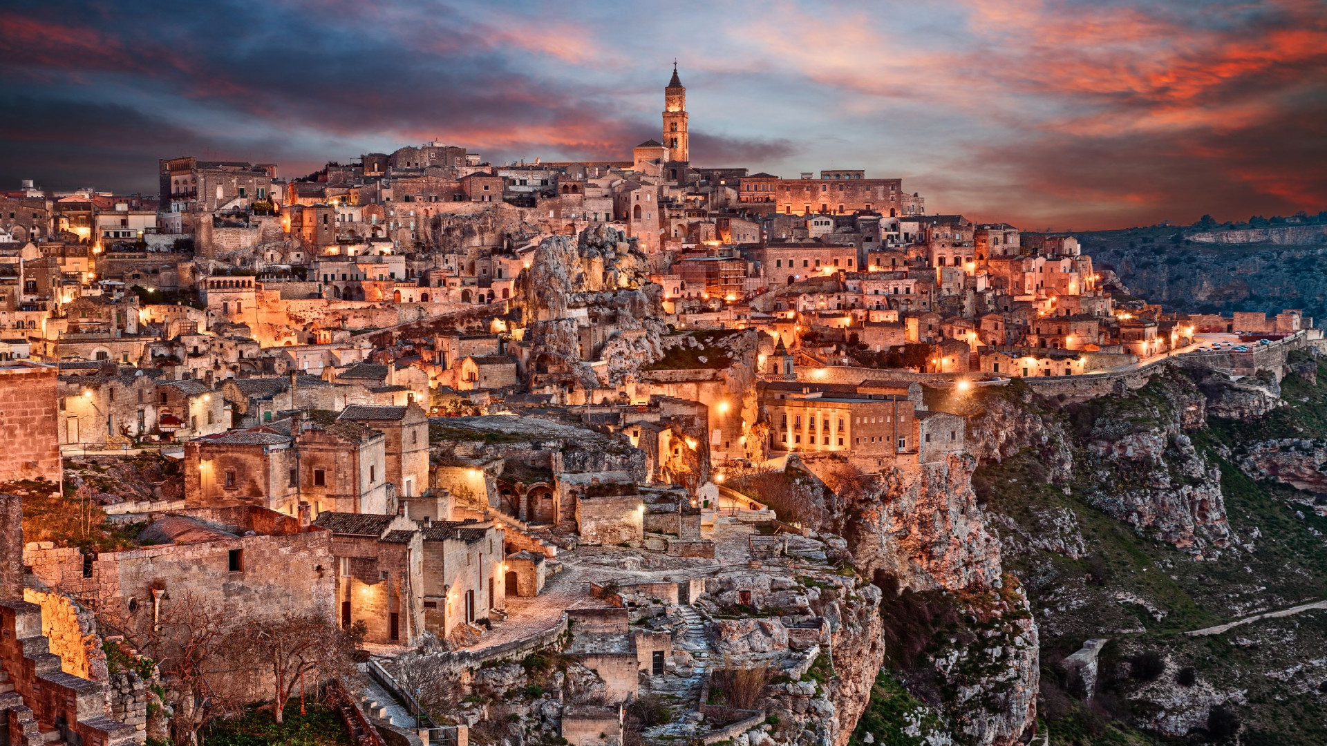 Basilicata - Matera - Stad - avond