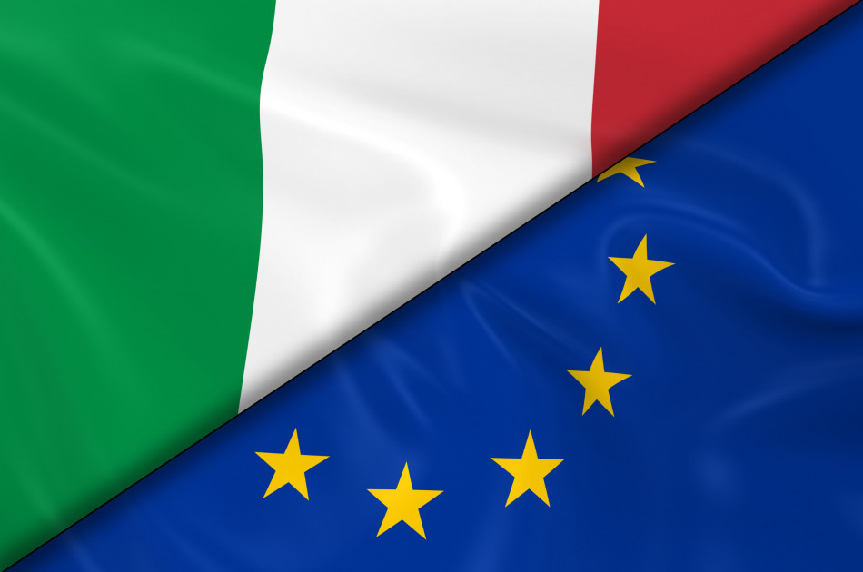 Vlag van de Europese unie en Italië gecombineerd