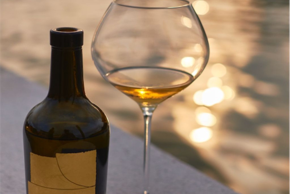 Gouden wijn van Venissa Wijnglas Wijnfles voor lagune