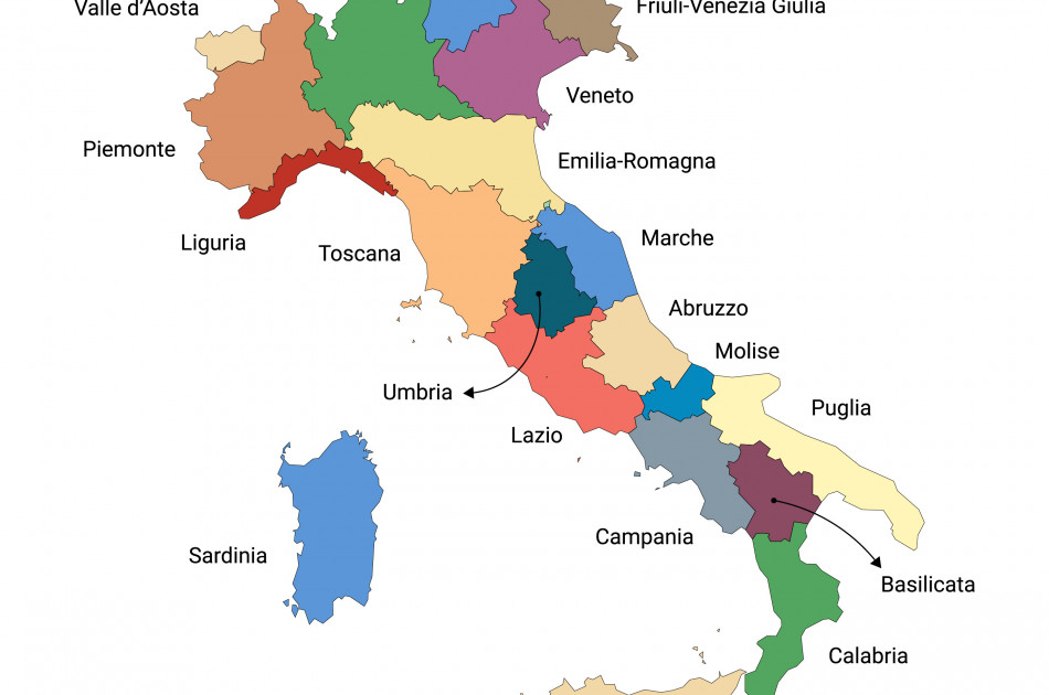 Kaart van Italië - Italiaanse regio's