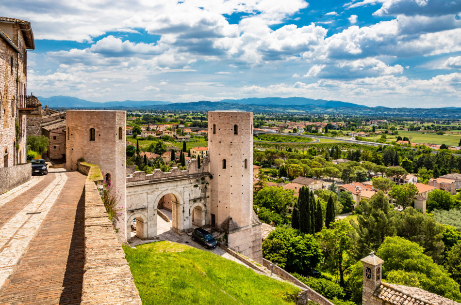 Umbrie - Spello - zicht vanuit stad naar omringde platteland
